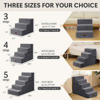 Dog Steps for High Bed, 5-Step Pet Stairs for Small Dogs and Cats – Essentials for Cats - Grey / 4 - image 3