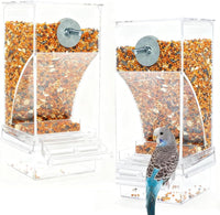 No Mess Bird Feeder for Cage Automatic Small Bird Food Container - Transparent / 2Pcs