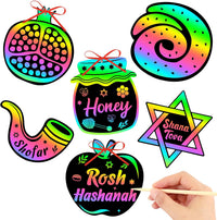 JULMELON 36 PCS Butterfly Scratch Cards, Rainbow Scratch Paper – Fun for Kids & Family - Jewish New Year