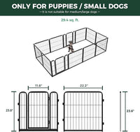 FXW Homeplus Unleashed Indoor Dog Playpen - Stress-Free and Safe Play, Heavy Duty 24 Inch 12 Wire Panels Dog Pen for Puppy and Small Dogs, Black│Patented