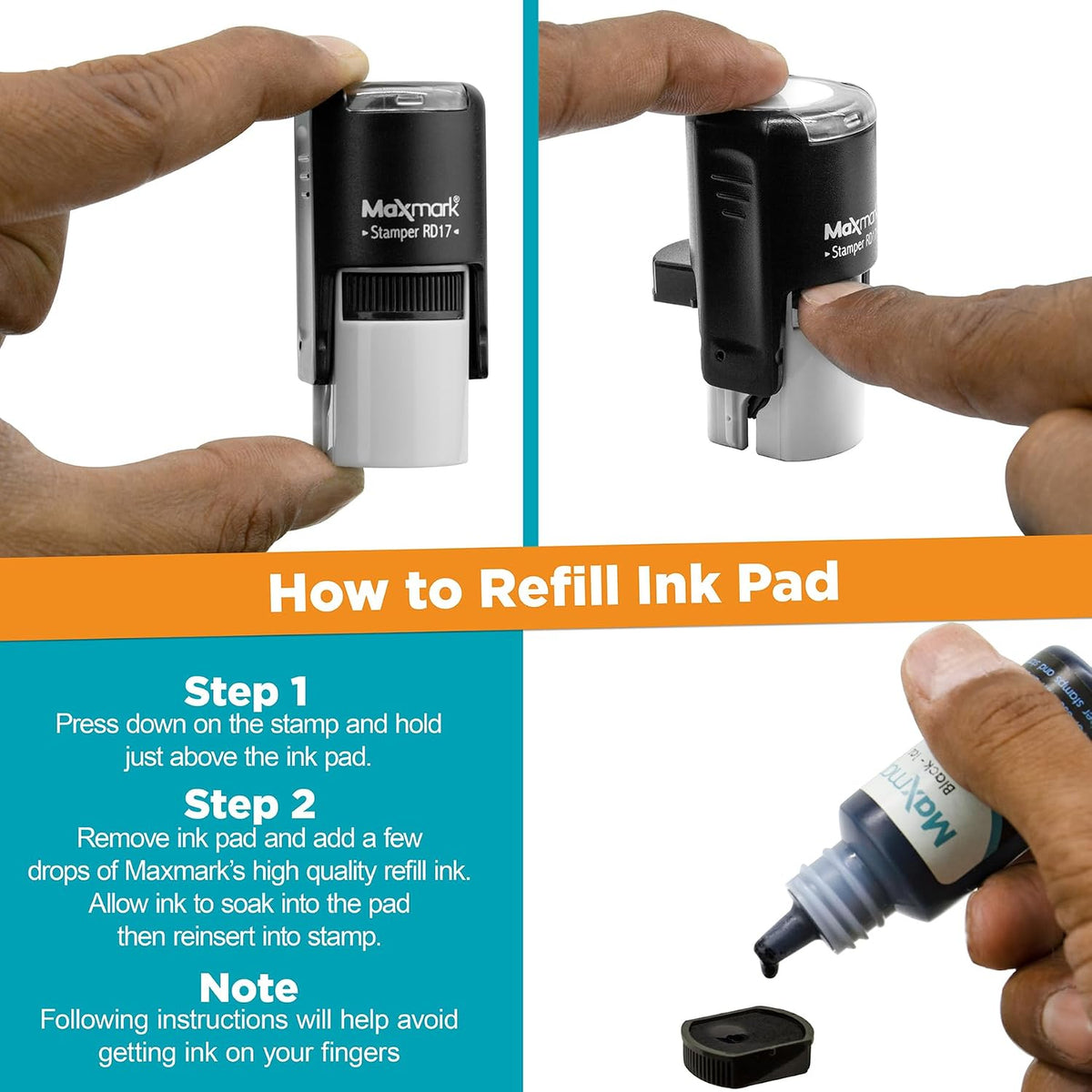 MaxMark round self-inking paw emoji stamp with blue ink - view 9