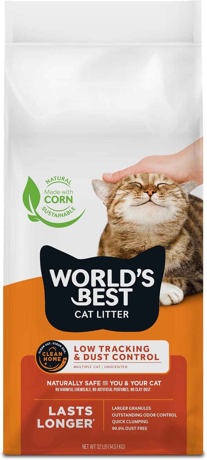 World's Best Cat Litter Low Tracking & Dust Control, Unscented - 32lb