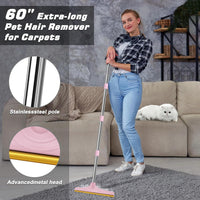 Carpet Rake for Pet Hair Removal, Reusable Carpet Scraper Broom – Essentials for Dogs - Pink - image 3