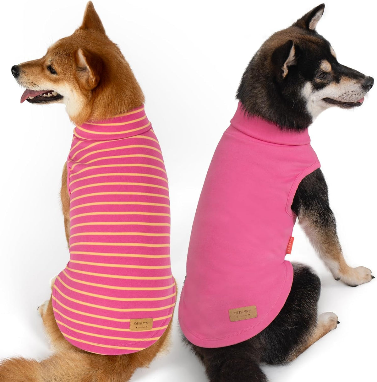 KYEESE 2Pack Dog Sweater for Small Dogs Soft Pet Coats Fleece - 8# Pink+Pink Stripe / X-Large (19-27lbs)