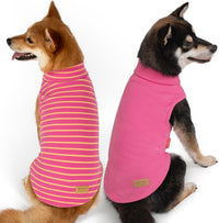 KYEESE 2Pack Dog Sweater for Small Dogs Soft Pet Coats Fleece - 8# Pink+Pink Stripe / X-Large (19-27lbs)