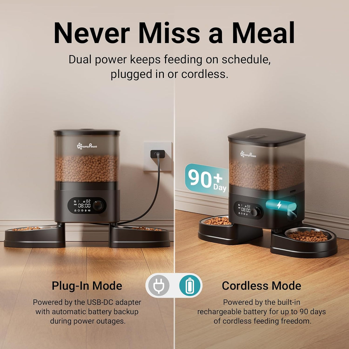 DownyPaws Automatic Cat Feeder 2 Cats - Black - image 4
