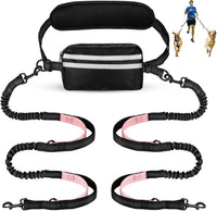 Hands Free Dog Leash for Two Dogs Walking, Running – Essentials for Dogs - Black/Pink / Large