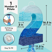 BLUE PANDA Pull String Pinata Number 5, Ombre Blue - Number 2 - image 3