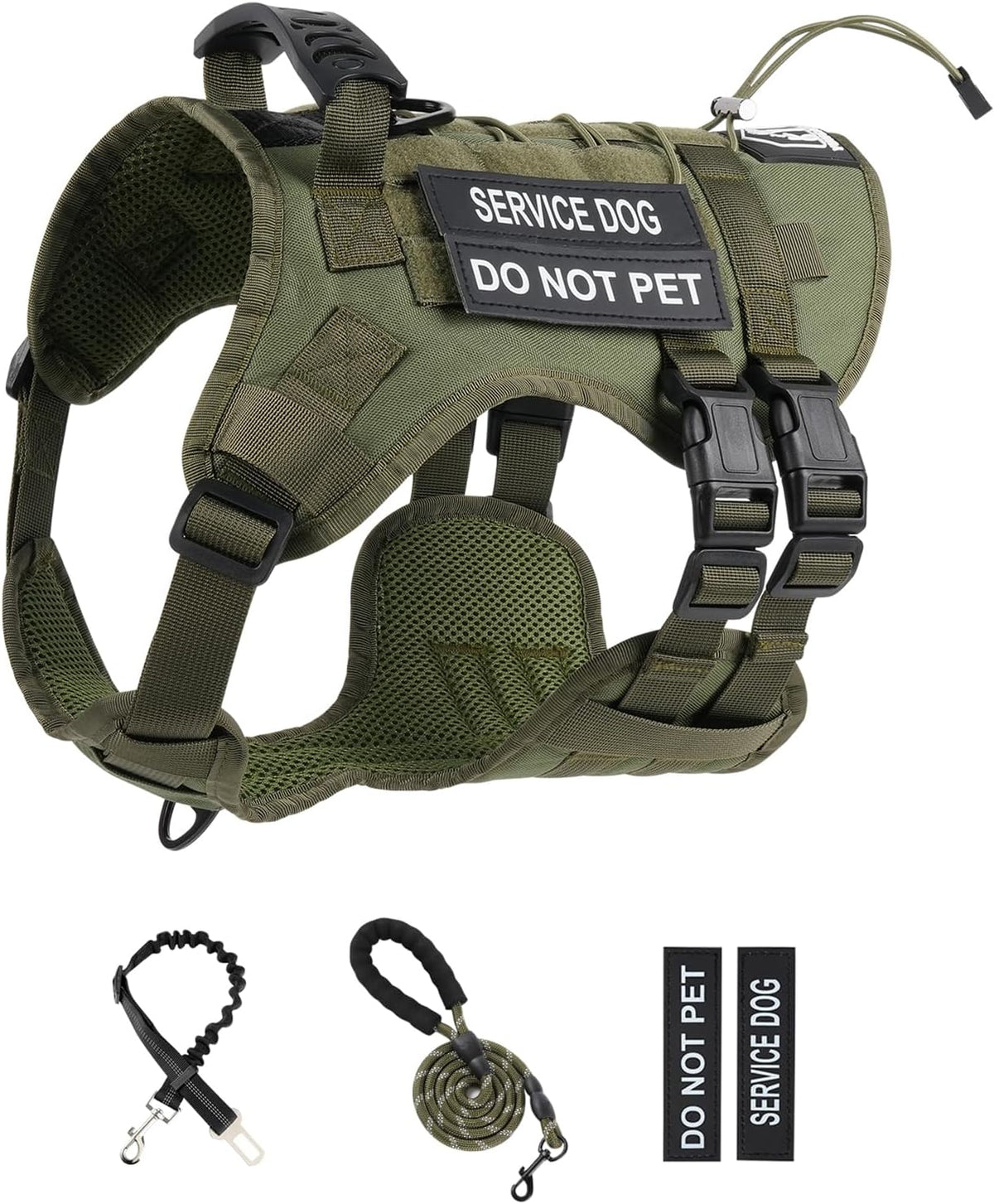 No Pull Tactical Dog Harness Medium Sized Dog, Service Dog Vest - Large(Chest:27.5-44.9",Neck:18.9-26.8") / Green - image 4