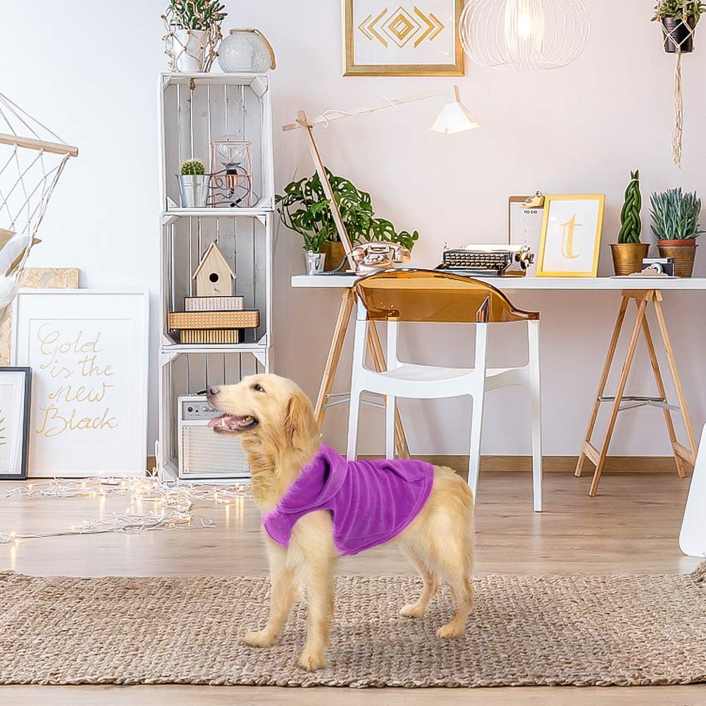 Fleece Dog Hoodie with Pouch, Green S – Essentials for Dogs - Small / Purple - image 4