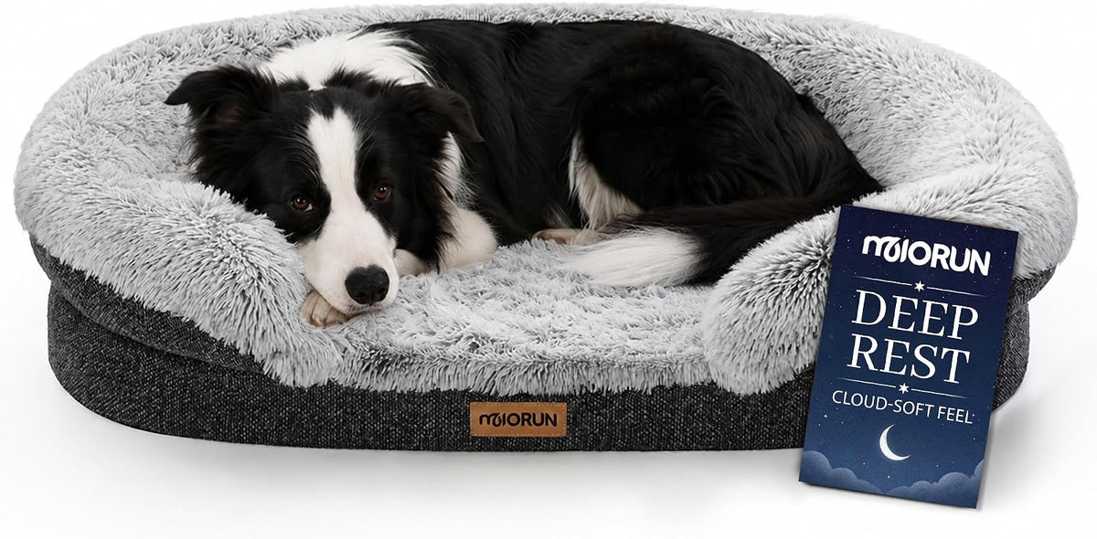 Miorun Fluffy Orthopedic Dog Beds Large Sized Dog - Charcoal Gray / L-(40", UP to 70lbs)