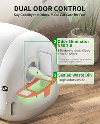 PETKIT PuraMax 2 Automatic Self-Cleaning Cat Litter Box, App Control Scoop-Free Litter Box with Safety Sensors, Odor Free & Anti-Leakage Basic Bundle Includes Trash Bags,2.4G WiFi & Low Entrance