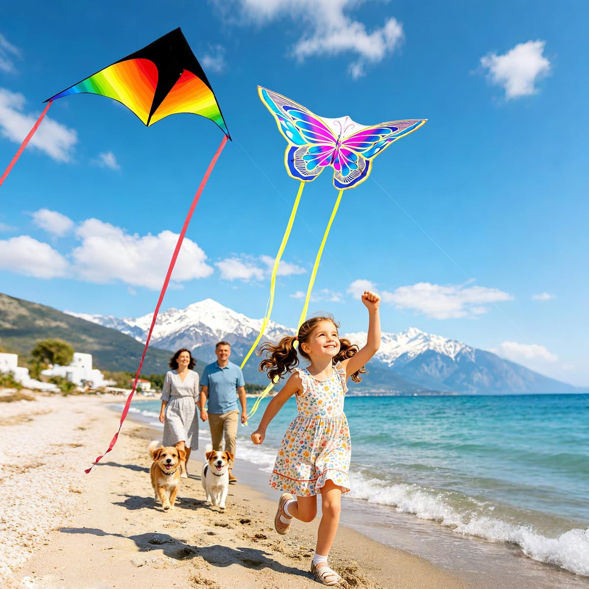 Xida rainbow octopus kite, a frameless ripstop polyester kite with flying line and handle - view 7