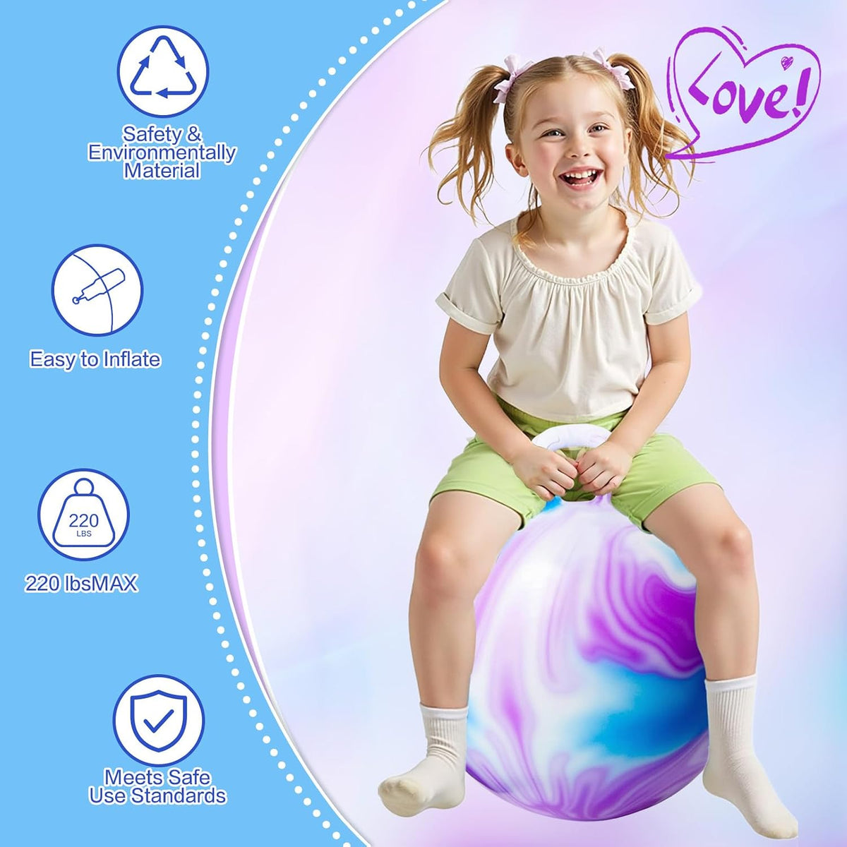 INPANY Bouncy Ball with Handle - Purple Clouds - image 4