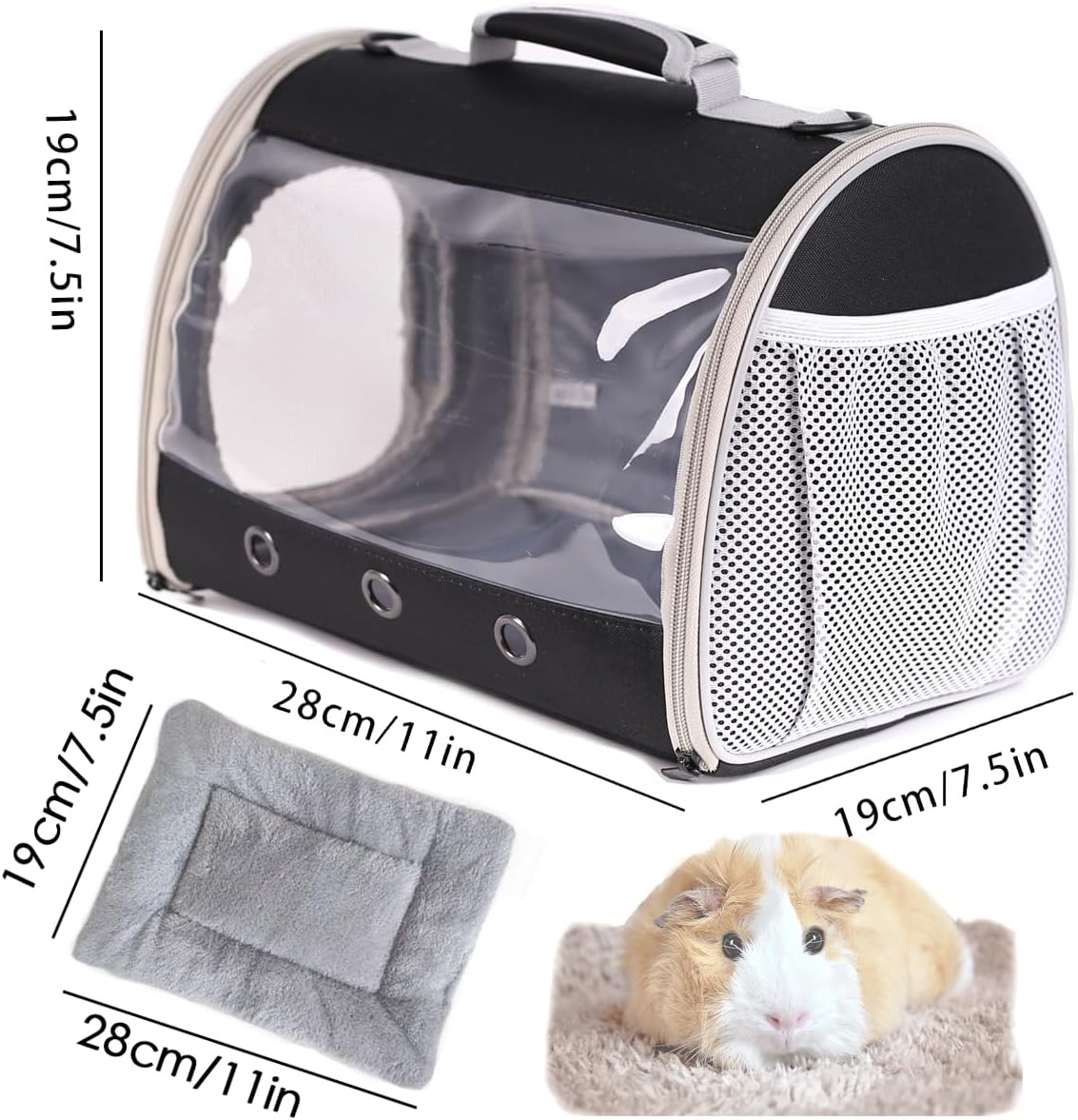 Bearded Dragon Travel Carrier Backpack, Lizard Backpack Carrier - Black / TPU Carrier+MAT - image 3