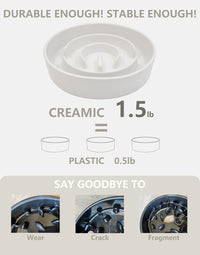 Ceramic Slow Feeder Dog Bowls - White / 6 Inches - image 3