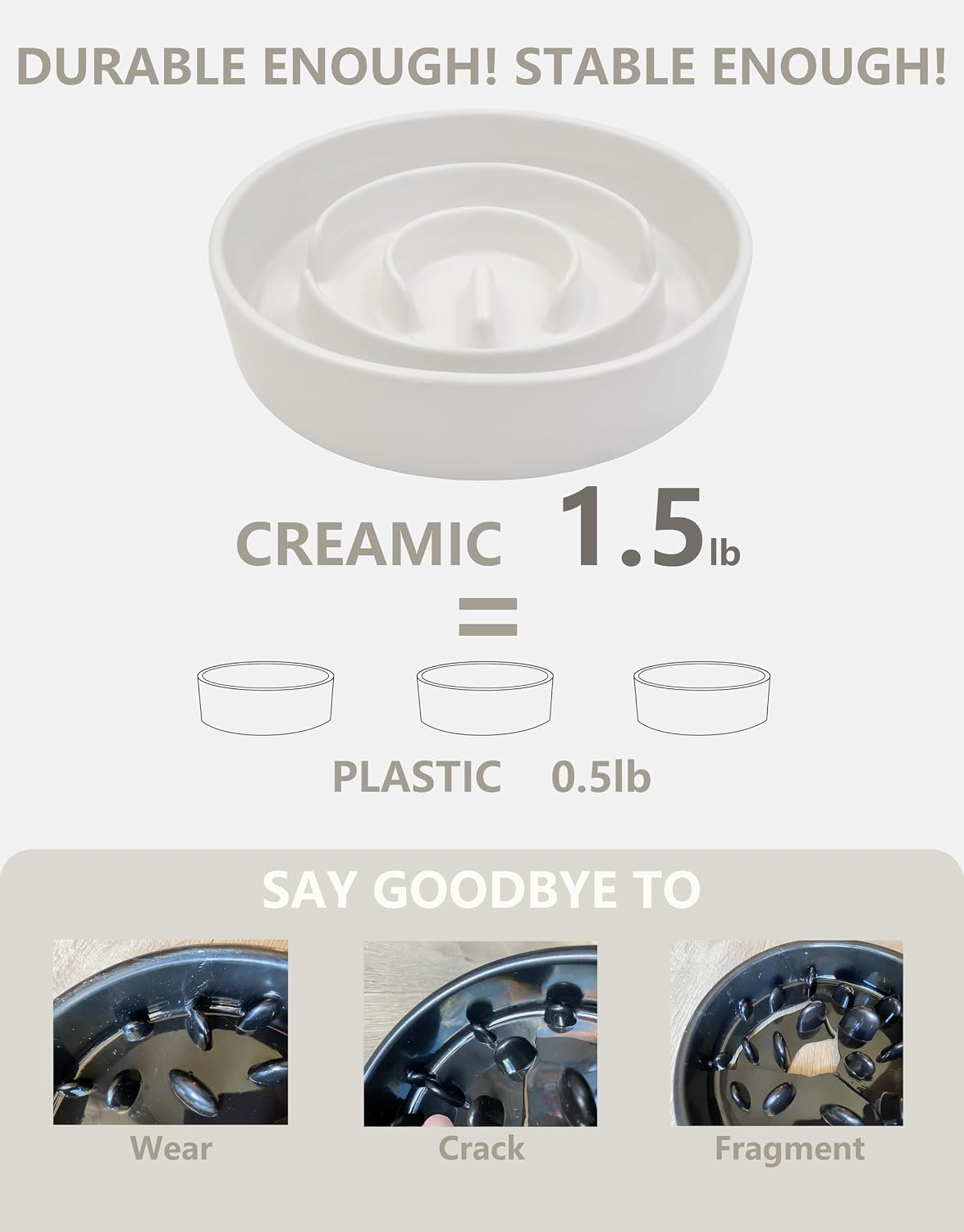 Ceramic Slow Feeder Dog Bowls - White / 6 Inches - image 3