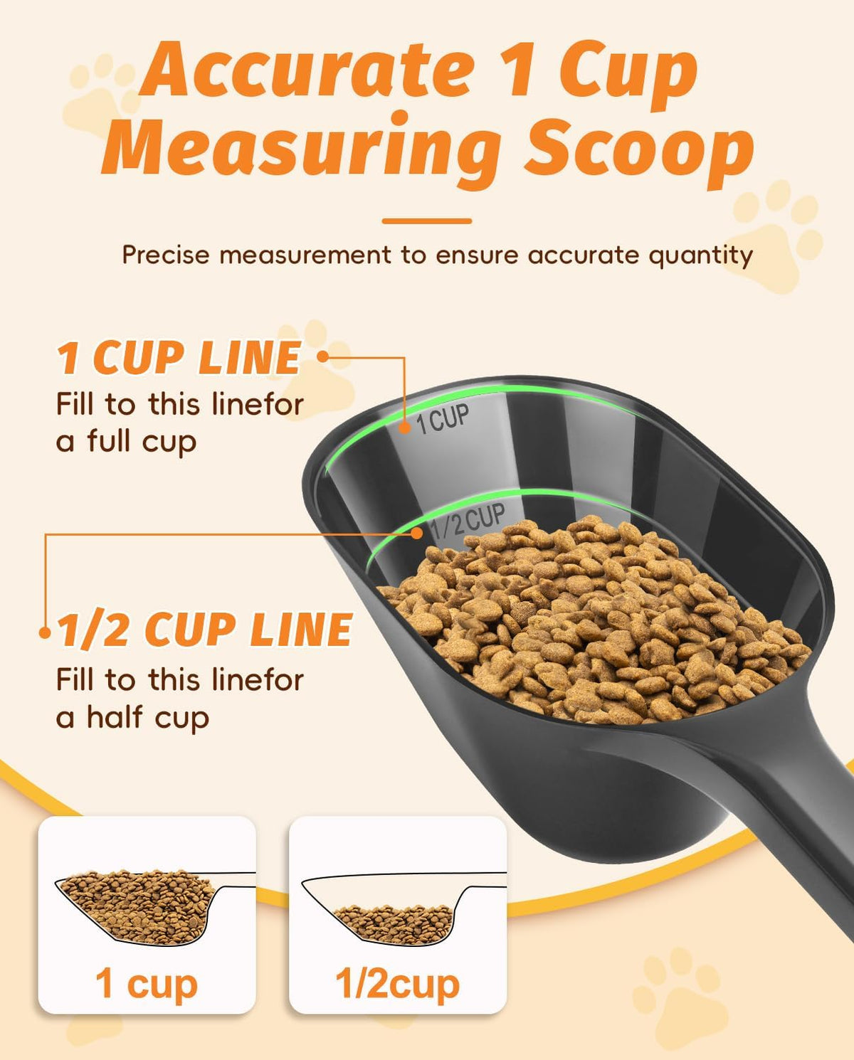 2 PACK Dog Food Scoop,1 Cup Capacity Pet Food Scoop For Dog and Cat – Essentials for Dogs - Black - image 3