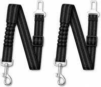 Dog Seat Belt 2Pcs, Retractable Pet Car Harness - Black