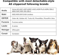 Size10/ 7FC/5FC/4FC Detachable Pet Dog Clipper Blades, Compatible with Most Oster A5, KM Series Clippers,Made of Ceramic Blade & Stainless Steel Blade 5PACK