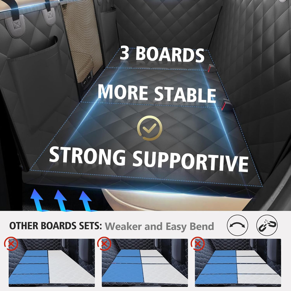 Back Seat Extender for Dogs - L - For Cars / Mid-Size SUV / Double Cab Truck / Black - image 4