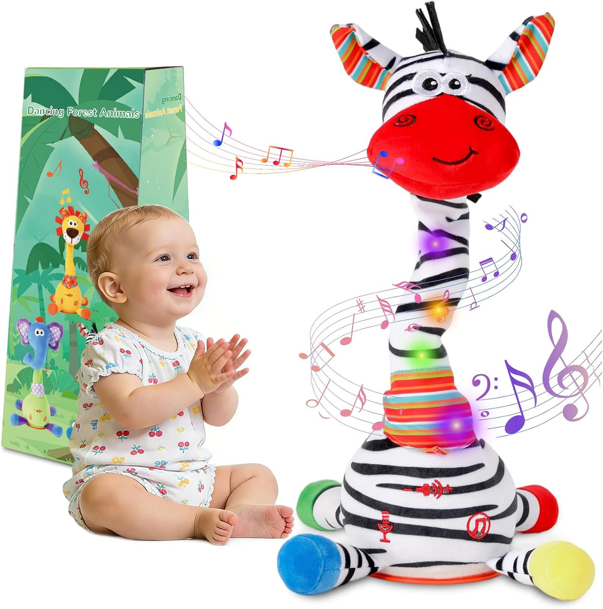 Dancing Talking Giraffe Toy, Singing Giraffe Baby Toys for Kids – Fun for Kids & Family - Zebra