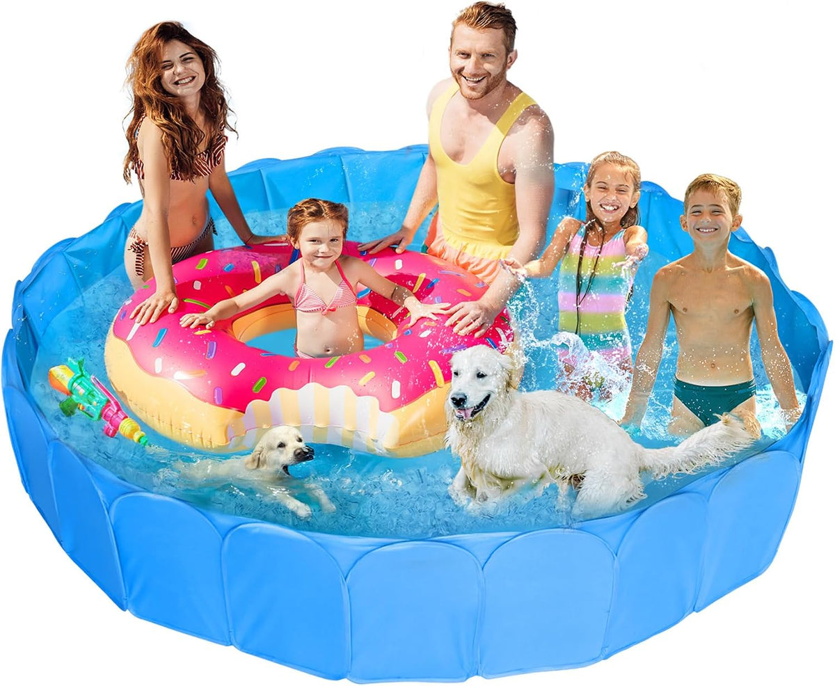 Alvantor Pet Swimming Pool, Foldable - Blue / XL, 87''x16''