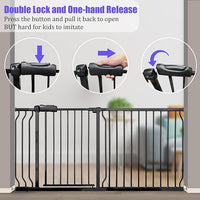 Walk Through Baby & Dog Gate 29-34 Inch, Tension Mounted No Drilling, Indoor Safety Gate for Stairs & Doorways, Metal Design for Kids and Pets, Black