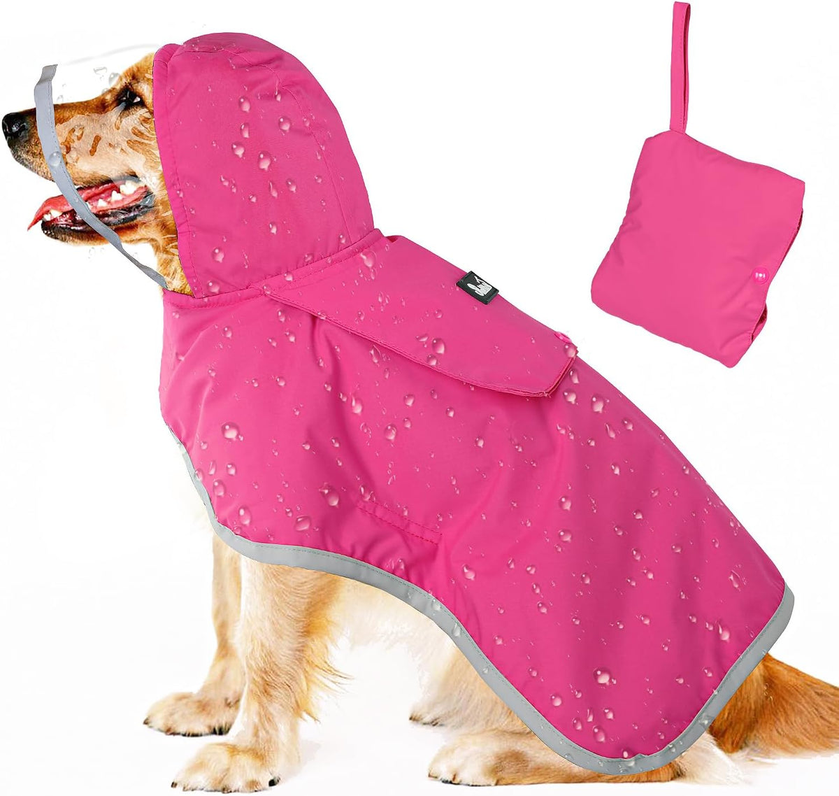 Lukovee Dog Raincoat, Waterproof Jacket with Clear Hood & Leash Hole, M – Essentials for Dogs - Fuchsia / 2X-Large
