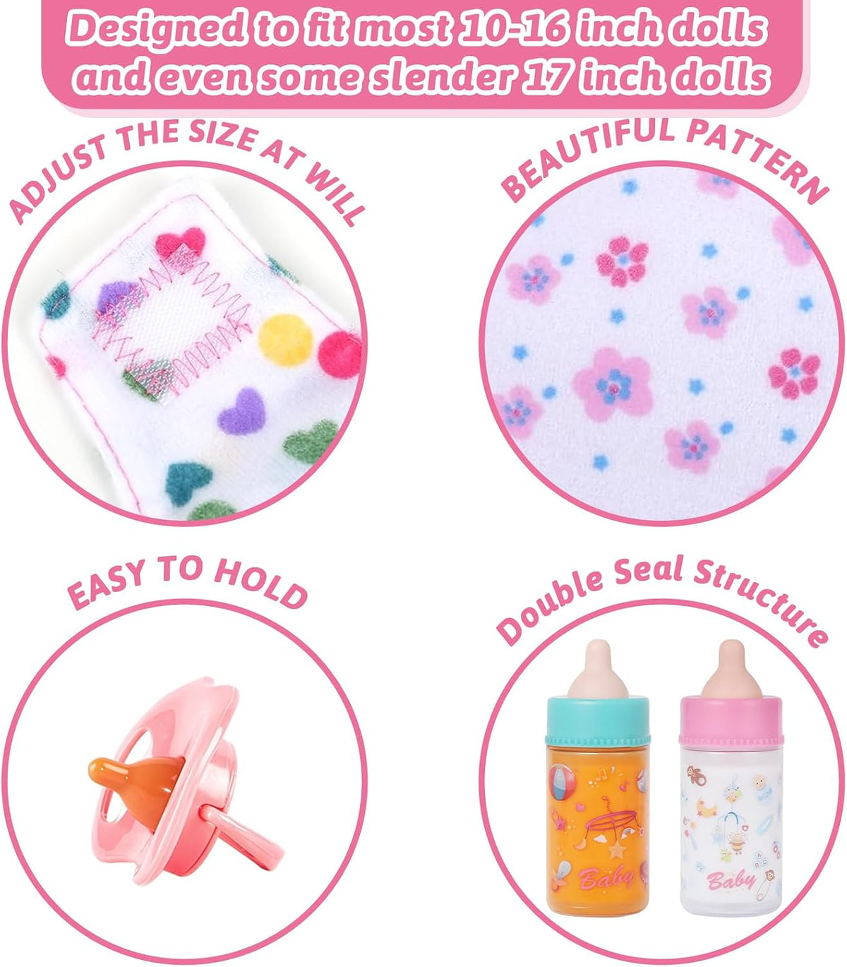 CARANOVO Baby Doll Accessories Set - with pink bag - image 2