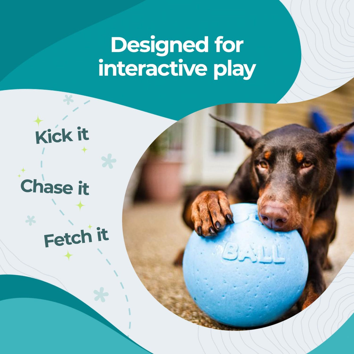 Jolly Pets Bounce-n-Play Dog Toy Ball - Blueberry / Medium (6 in) - image 3