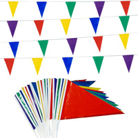 Pennant Banner Flags Pastel for Birthday Classroom Outdoor 4 Strings – Fun for Kids & Family - Colorful (Big)