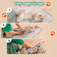 Cat Wrap for Cutting Nails and Grooming(27" x27"), Cat Restraint Wrap for Nail Clipping,Self-Adhesive Fabric Cat Swaddle Burrito Wrap for Nail Trimming (Graffiti Style)