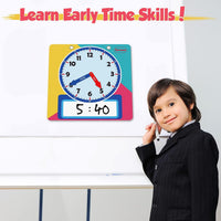 Large Magnetic Dry Erase Learning Clock for Kids Learn to Tell Time - Rainbow - image 4