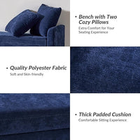 HULALA HOME Modern Storage Ottoman Bench with Throw Pillows, 59.4" Extra Long Bedroom Bench for End of Bed, Comfy Upholstered Footstool for Entryway Living Room Dining Room, Navy