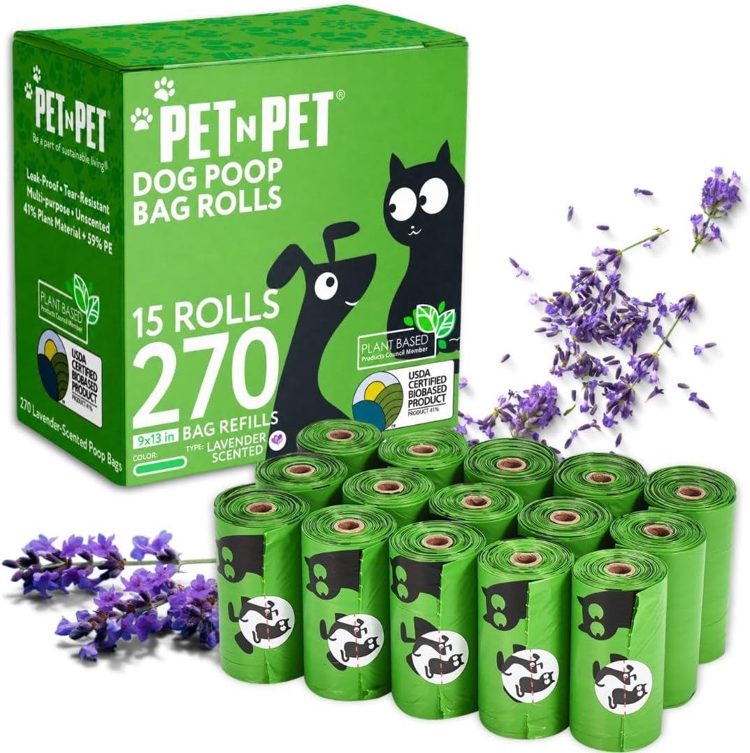 Pet N Pet Dog Poop Bags Rolls, Lavender Scented, Plant Based - Lavender- Scented / 1 Count (Pack of 270)