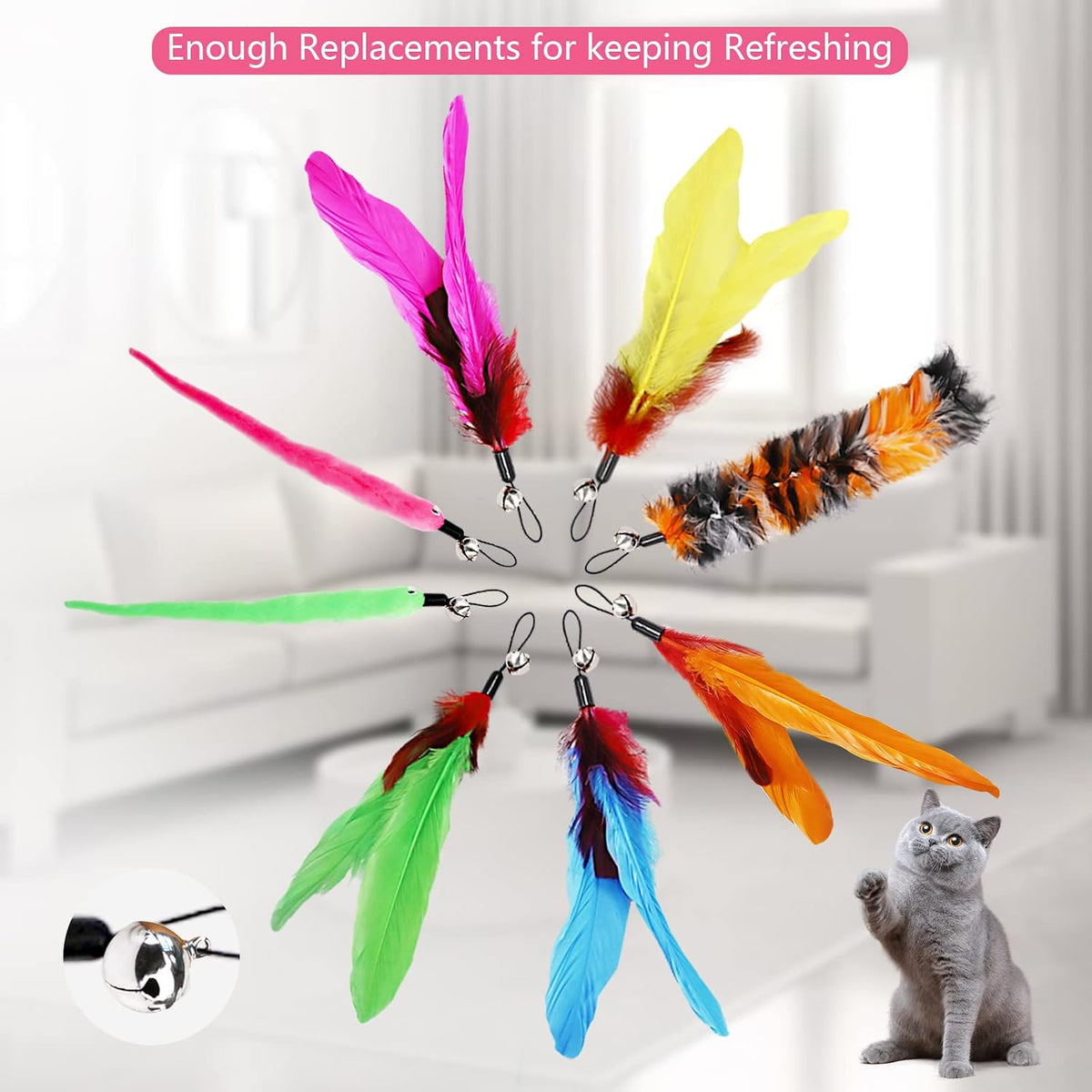 12PCS Interactive Kitten Toys - Cat Feather Toys - image 4