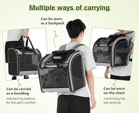 Pecute Cat Backpack with Widened Interior Space, Upgraded Dog Backpack Carrier with Various Ways to Carry, Pet Backpack with Breathable Mesh, Pet Travel Carrier with Soft Padded, Reinforced Support