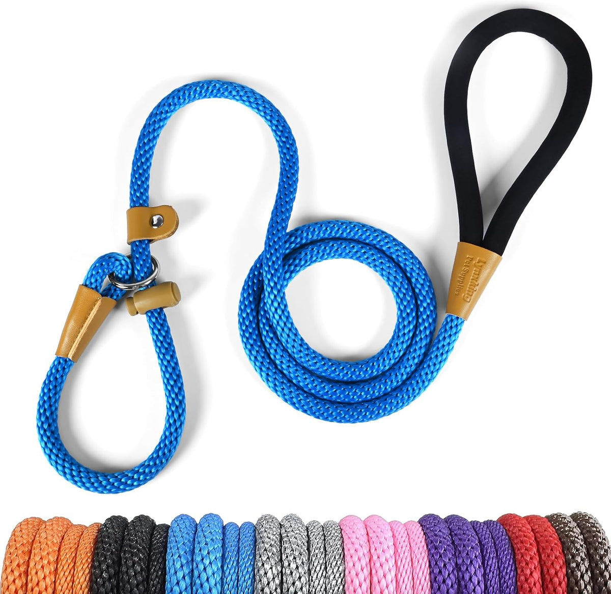 Dog Leash Slip Lead Braided Rope Pet Training Loop Leashes 5ft 6ft 8ft – Essentials for Dogs - Blue / Slip Lead-3/8in x 6ft Small