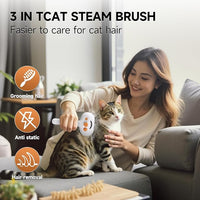 Pet Steam Brush for Dogs & Cats – 3-in-1 Grooming Spray Comb, Mist Massage & Defur Function, Water Spritz Deshedding Tool for Long/Short Hair, Indoor Pets