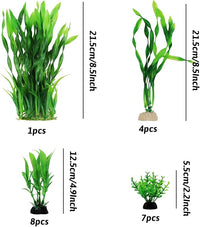 Aquarium Plants, 20pcs Fish Tank Decor Green Plants Artificial Aquarium Decorations for Household and Office Aquarium Simulation, Small to Large