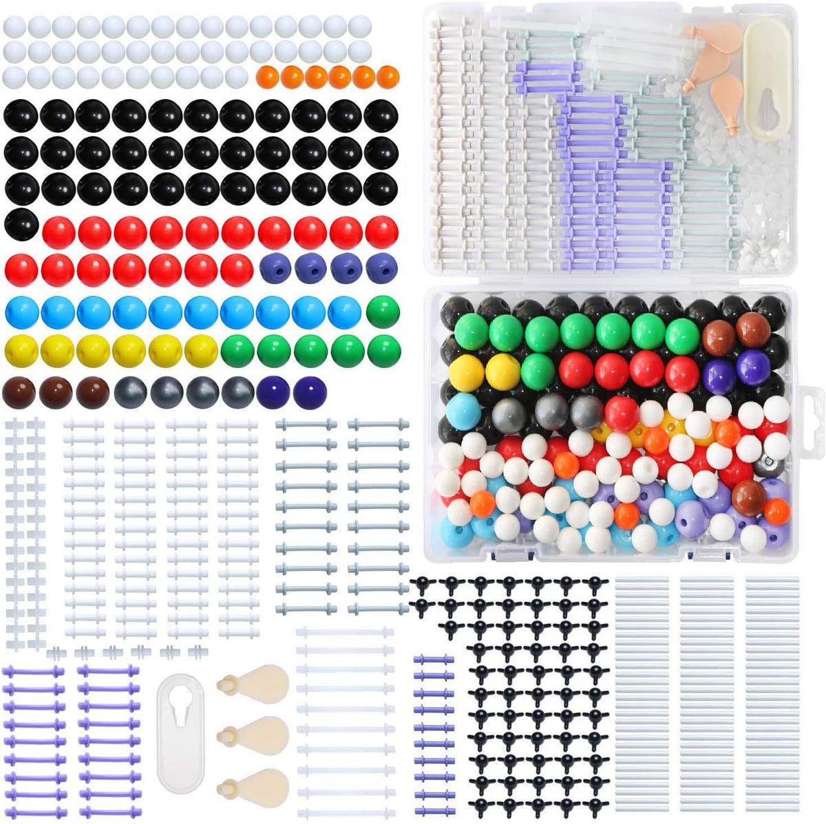 LINKTOR 444 piece chemistry molecular model kit with colored atoms, bonds and fullerene parts - view 4