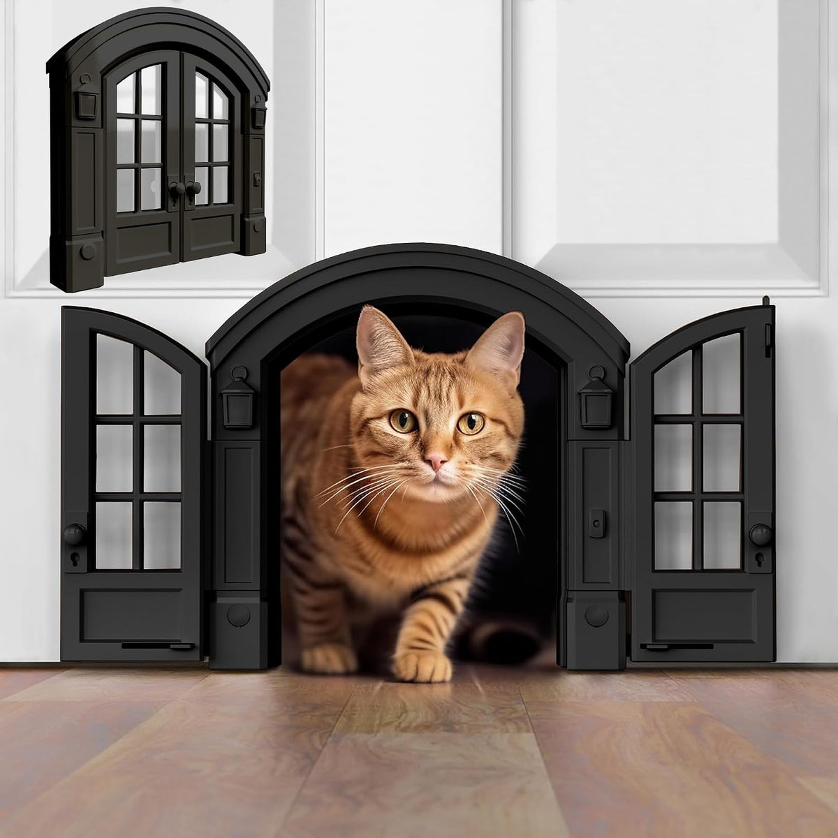 Purrfect Portal French Cat Door - Black 2