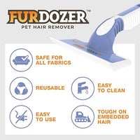 FurDozer X6 Pet Hair Remover & Auto Detailing Tool - Cat & Dog Hair Remover for Carpets, Car Interiors, Couches, Bedding, & Furniture - Reusable Pet Hair Removal Tool for Fur & Lint (Purple, 2-Pack)