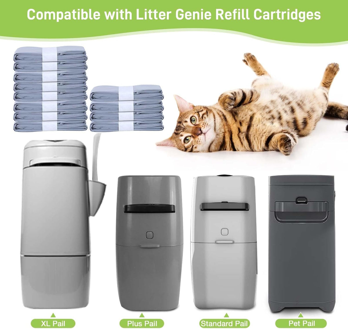 12 Pack Cat Litter Refill Bags - Gray - image 2
