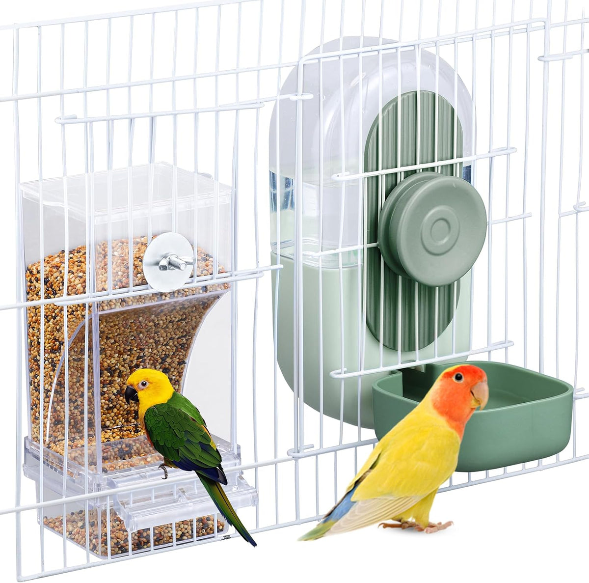 Lemtrflo No Mess Bird Feeder Water Dispenser - Green