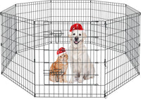Puppy Pet Playpen 8 Panel 24 Inch Indoor Outdoor Metal Portable - 30"H x 24"W, 8 Panels