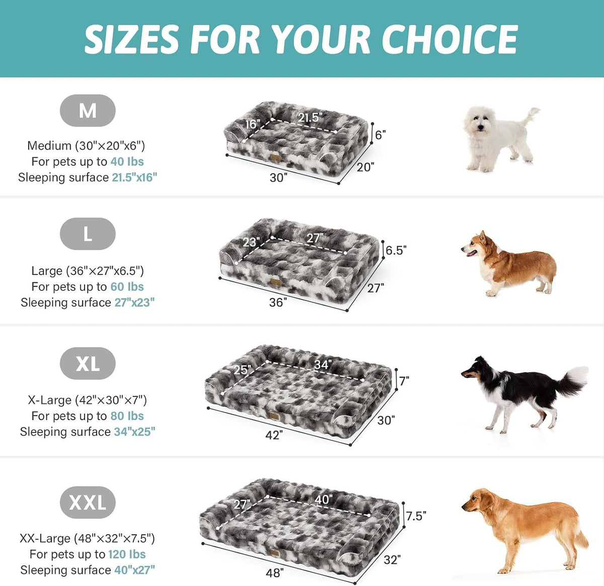 COZY KISS Orthopedic Large Dog Bed, Washable Pet Bed – Essentials for Dogs - XXL (48x32x8 inch) / Tie-dye Grey - image 3
