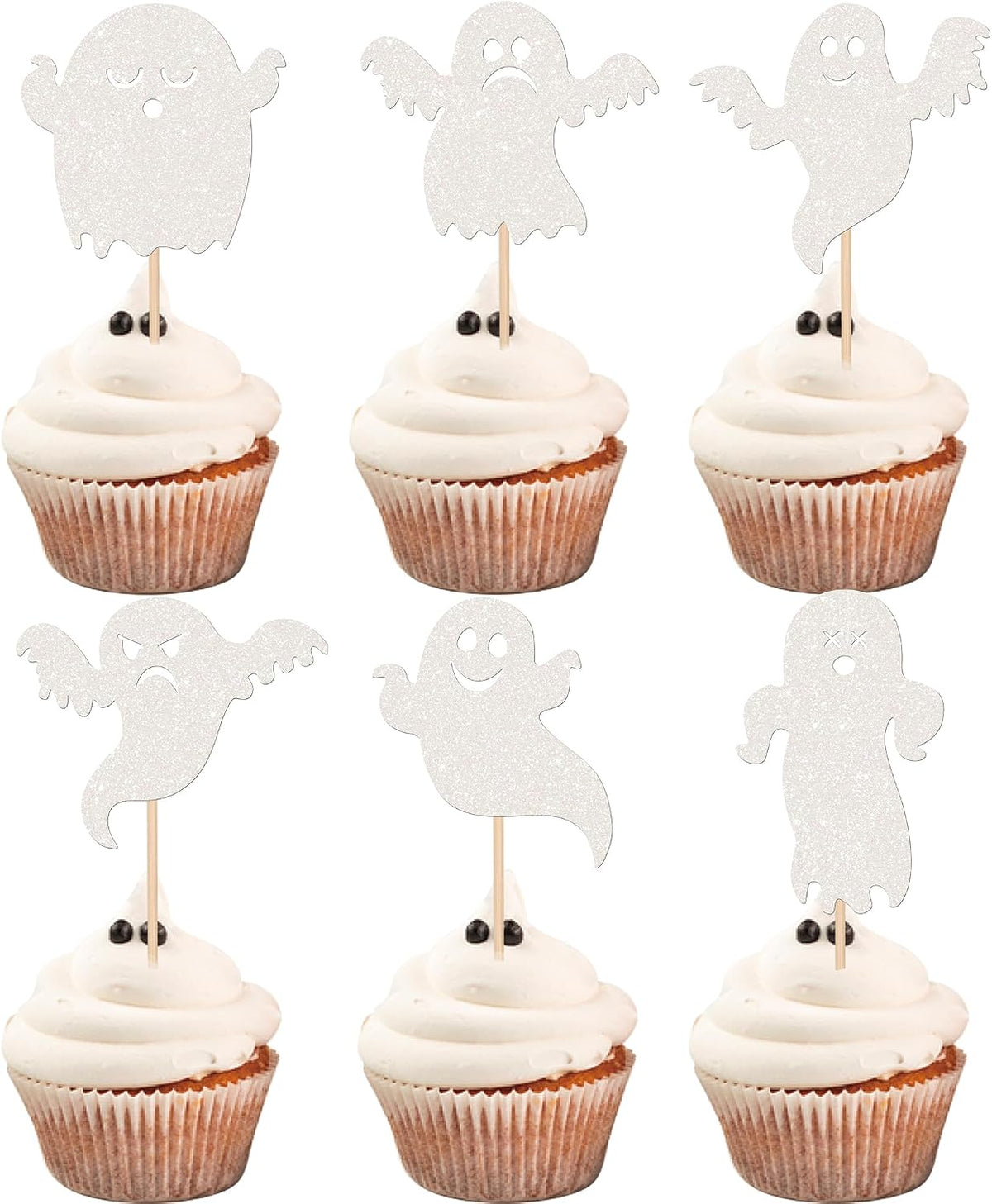 Rsstarxi 24 Pack Ghost Baby Boo Cupcake Toppers Glitter Spooky Little - Design 20