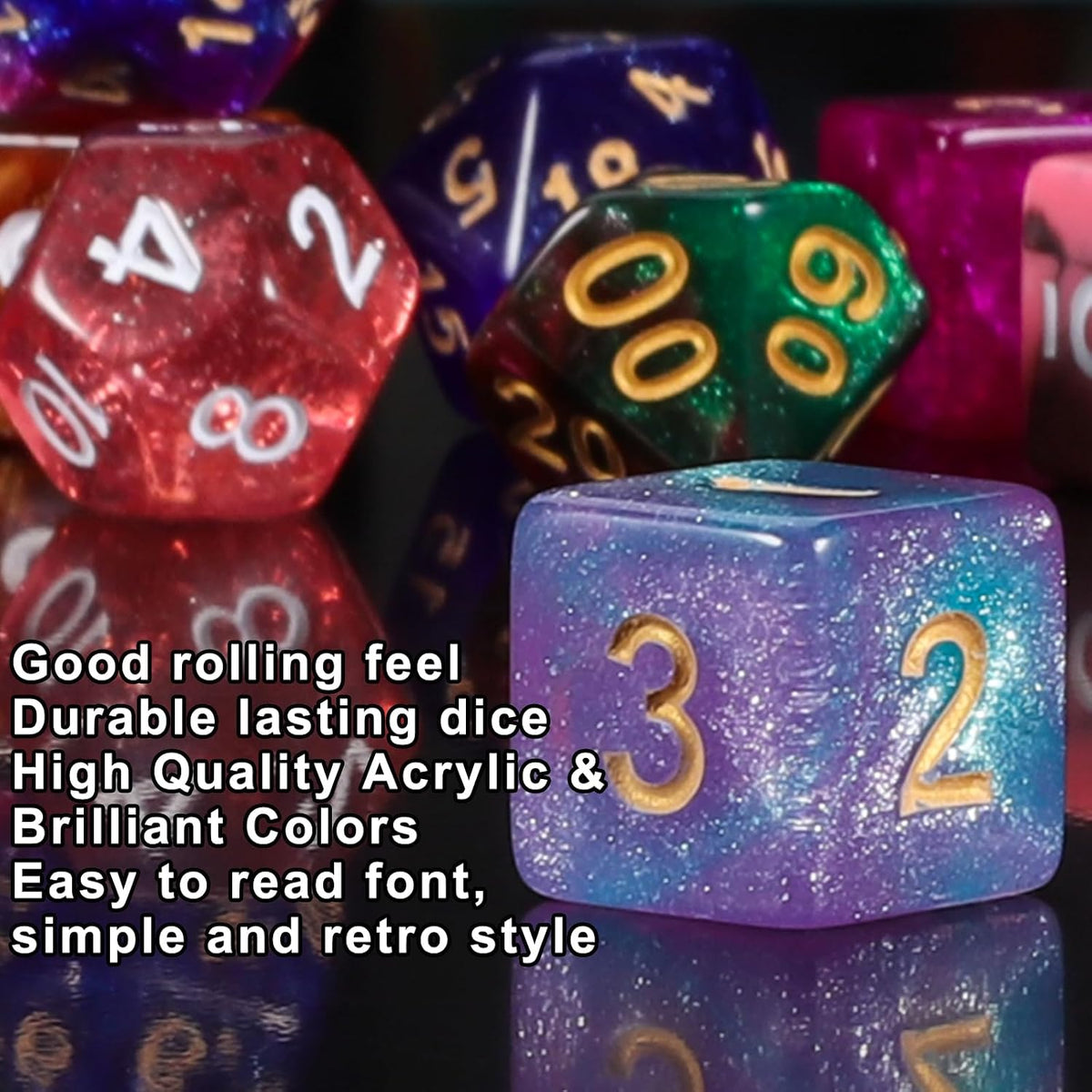 QMay 7 Sets Polyhedral Dice - 30 Colors (210pcs) - image 4